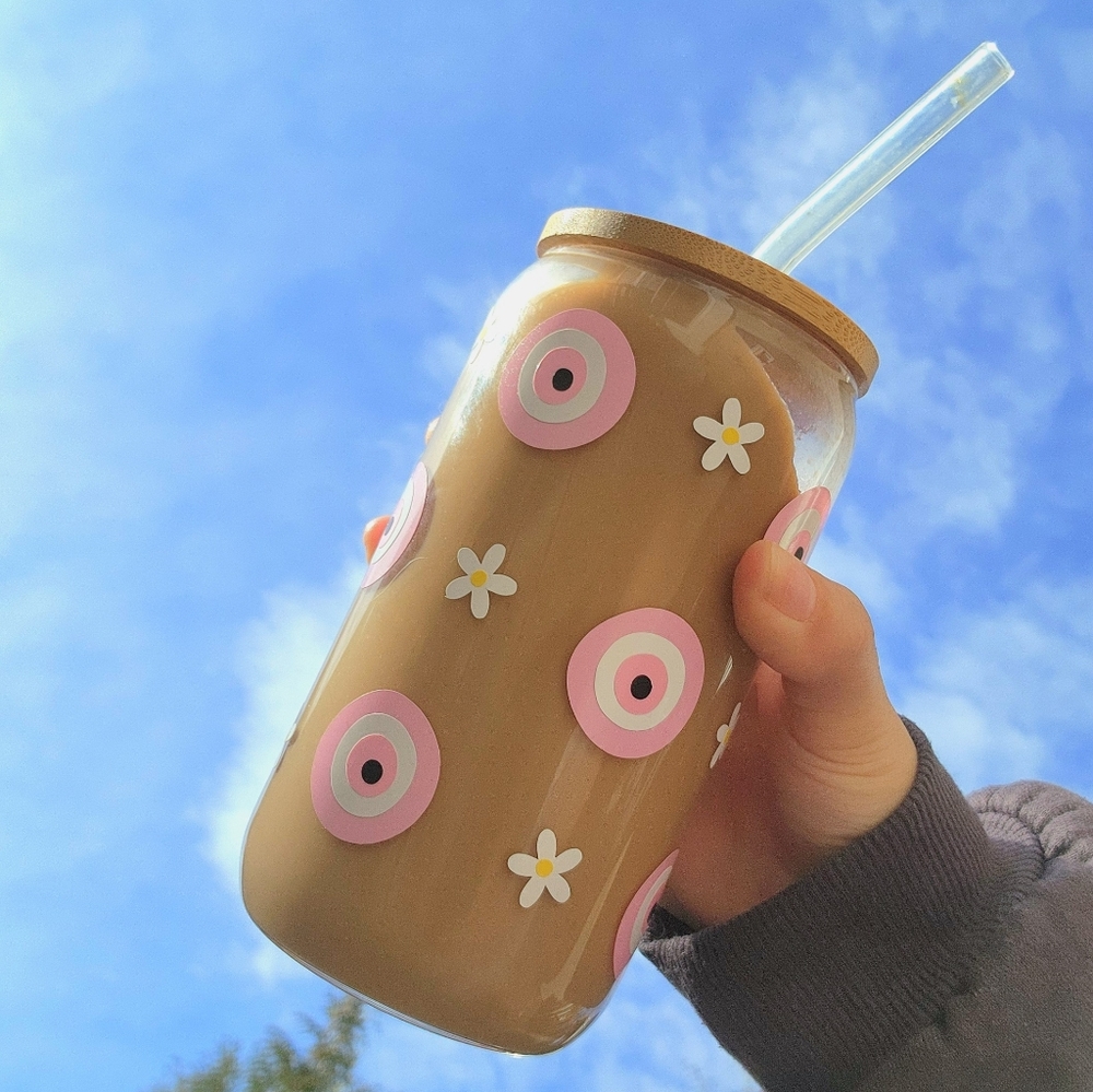 Handmade Evil Eye Iced Coffee Cup (1)